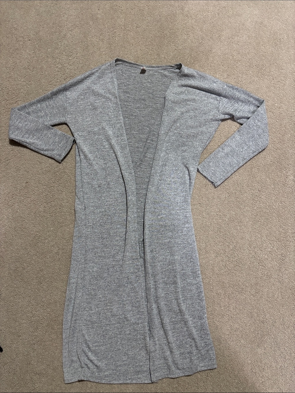 Women's Open-Front Longline Cardigan - Light Gray